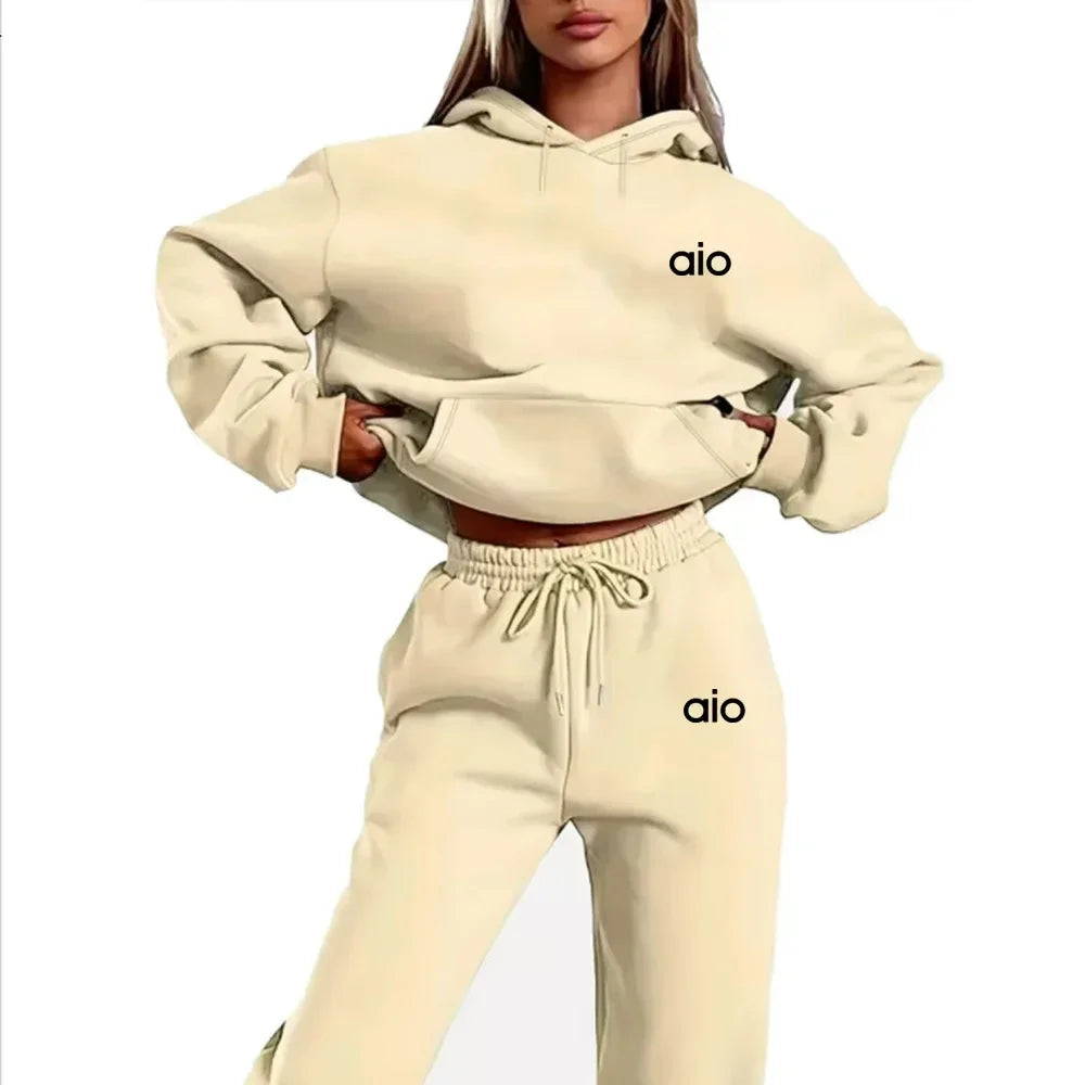 2025 Autumn Winter Women's Sets 2pcs Hoodies Pants Suit Sports Outfits  Letter Print Aesthetic Clothes Ladies Tracksuit