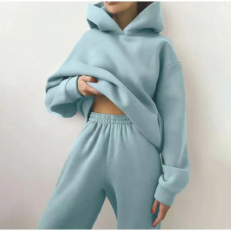Plus Size Fashionable Long Sleeve Sweatshirt And Pants Set Autumn Winter Women's Casual Wear Two Piece Suit Comfortable plus ...