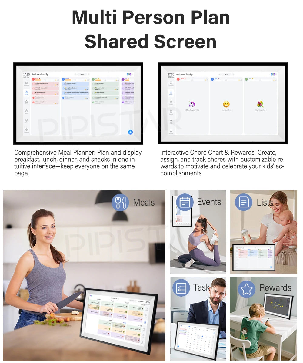 15.6-inch Home Smart Digital Calendar Touchscreen Interactive Display Home Schedule WiFi Sync and Digital Photo Frame