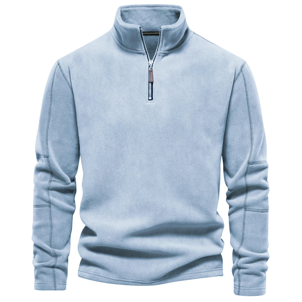 AIOPESON Brand Quality Thicken Warm Fleece Jacket for Men Zipper Neck Pullover Sweatshirt