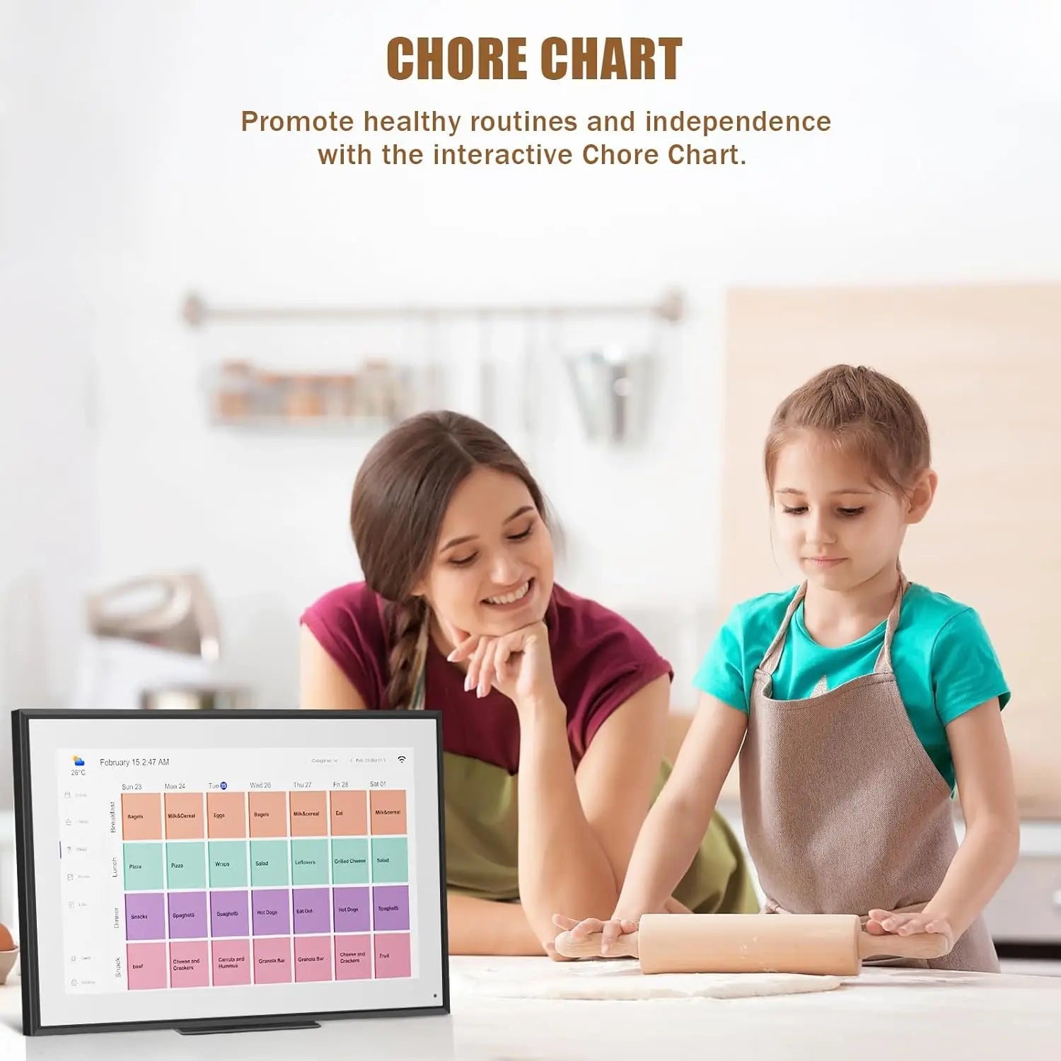 15.6 inch Wall Planner Digital Calendar Electronic Calendar Chore Chart,2025 Smart Touchscreen Full HD Interactive Display