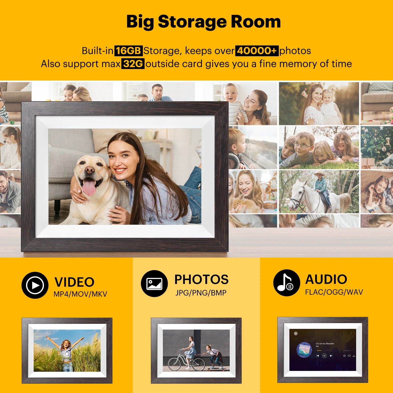 【1 Year Warranty】 Kodak 10 Inch Digital Picture Frame, 800*1280 HD Touch Screen with 32G Memory,Full Function Electronic Album