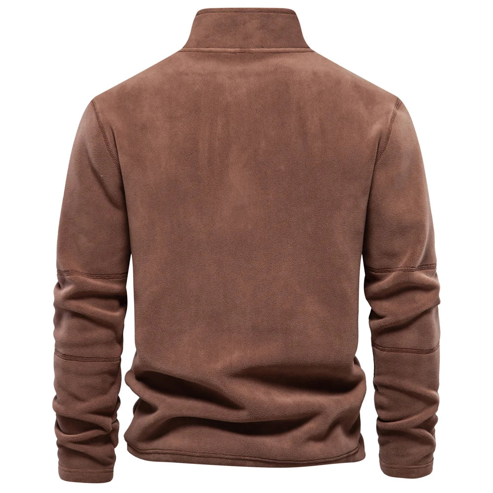 AIOPESON Brand Quality Thicken Warm Fleece Jacket for Men Zipper Neck Pullover Sweatshirt