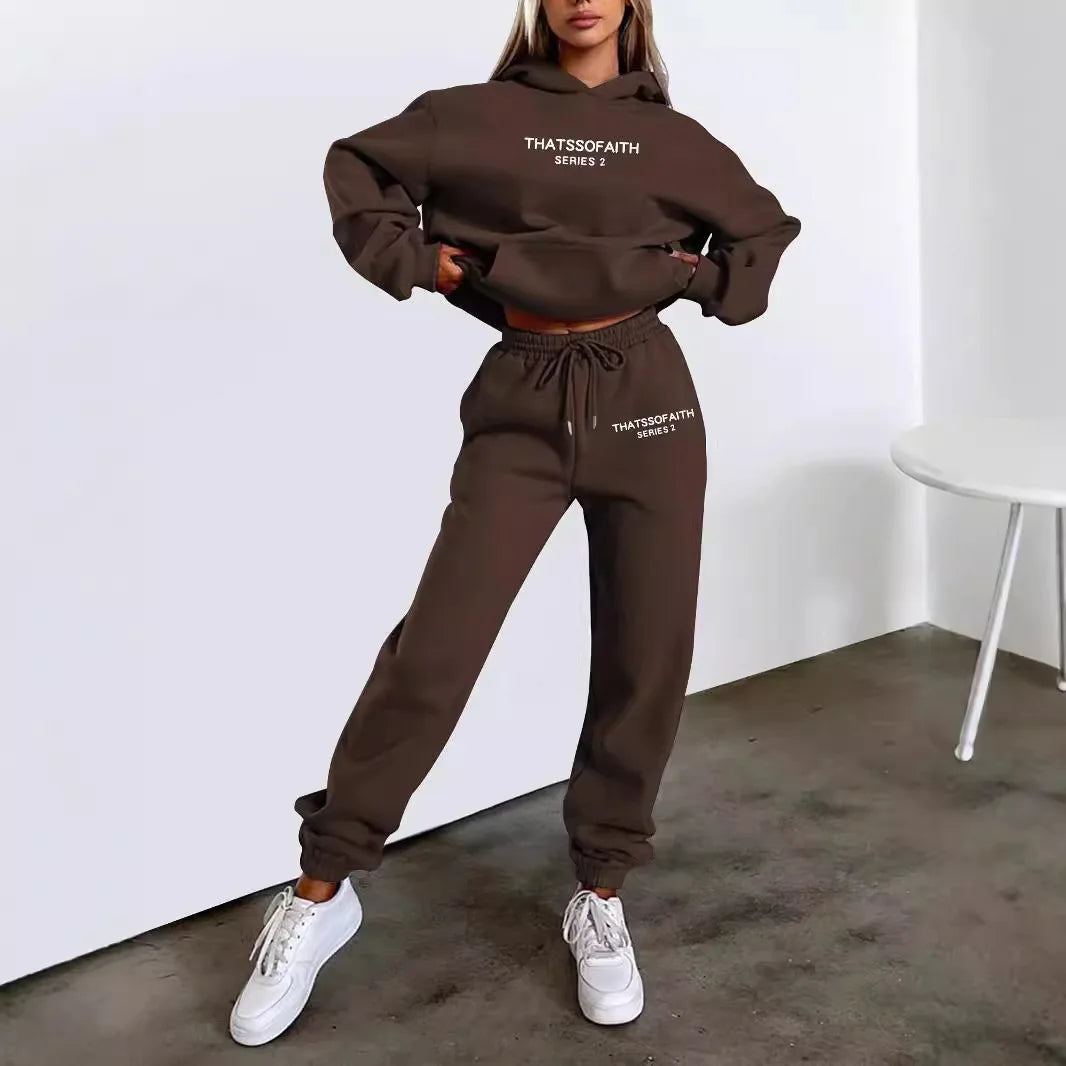 2025 Autumn Winter Women's Sets 2pcs Hoodies Pants Suit Sports Outfits  Letter Print Aesthetic Clothes Ladies Tracksuit