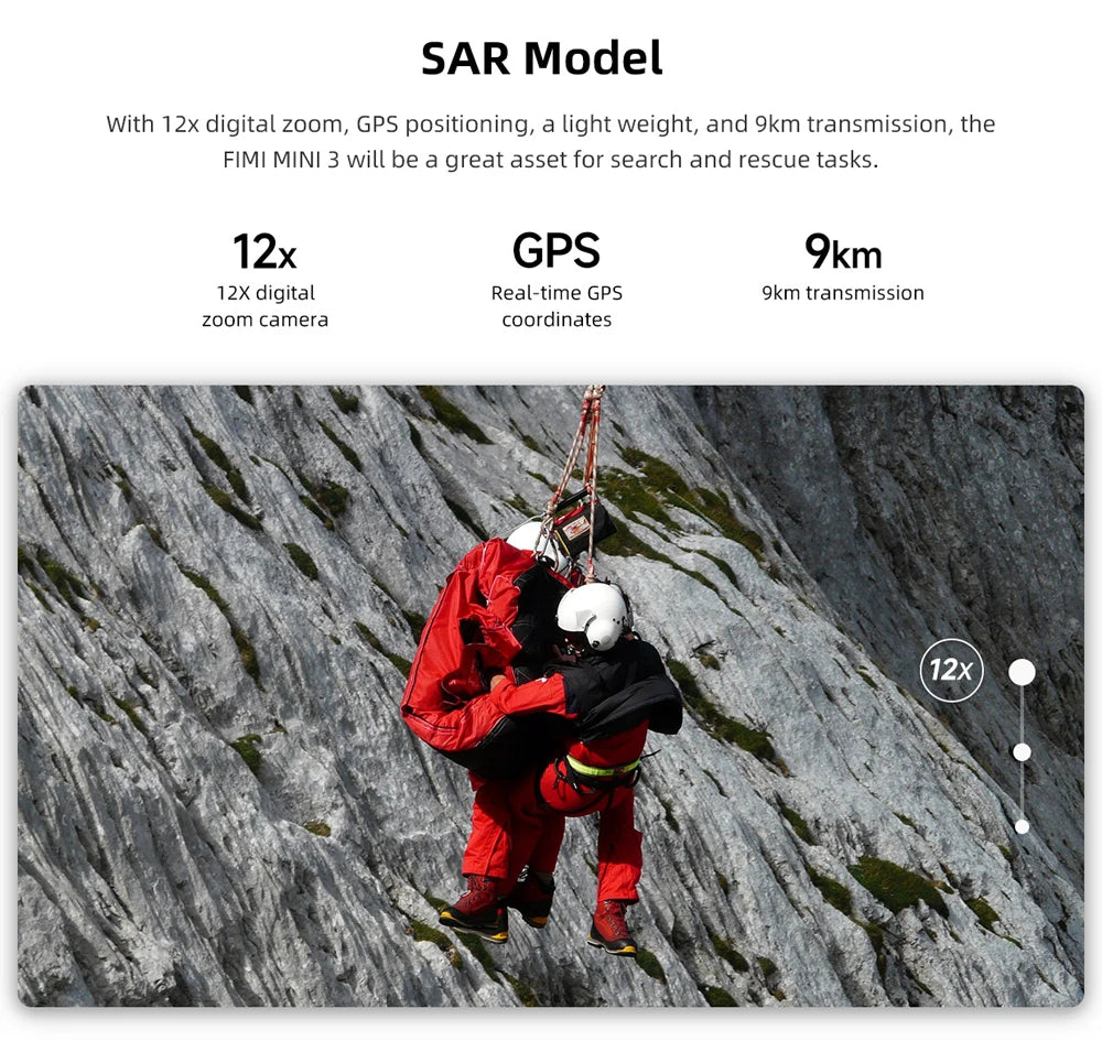 FIMI Mini 3 4K GPS drone with 3-Axis Gimbal 249g 4K/60FPS 48MP 9KM Transmission 64-Min Flight Time Super Night Video Auto Return