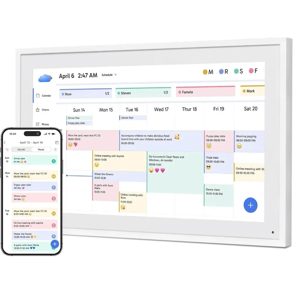 10inch Digital Calendar Chore Chart 1080P Full HD Interactive Touchscreen, Smart Family Planner, Hearth Display Digital Calenda