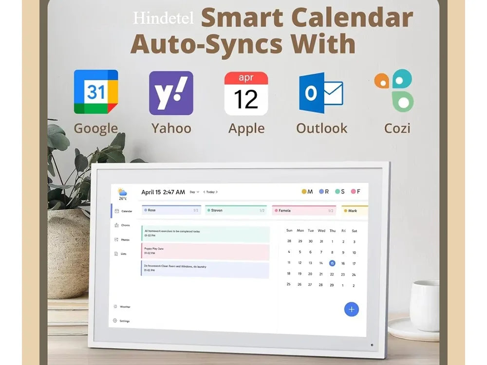 10inch Digital Calendar Chore Chart 1080P Full HD Interactive Touchscreen, Smart Family Planner, Hearth Display Digital Calenda