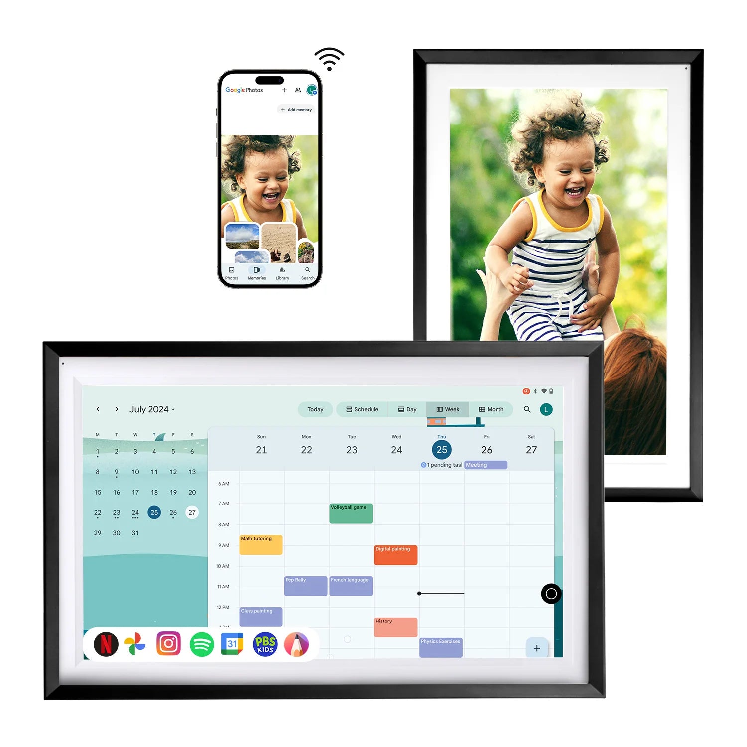 15.6 Inch Changing Smart Display Canvas touchscreen Google Calendar&HomeHub&Assistant Smart TV Gift for Family Music Frame
