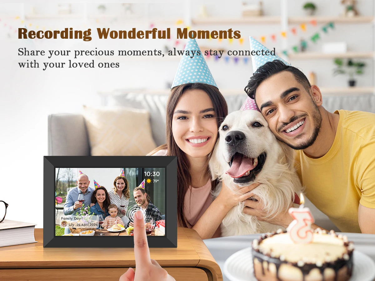 Share Instantly Photos with Grandma，10.1 Inch Smart WiFi Digital Photo Frame 32G FRAMEO  LCD Touch Screen Auto-Rotate