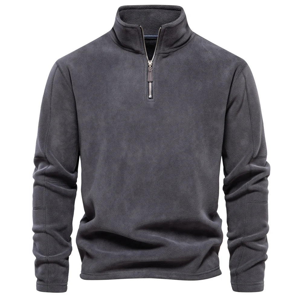 AIOPESON Brand Quality Thicken Warm Fleece Jacket for Men Zipper Neck Pullover Sweatshirt