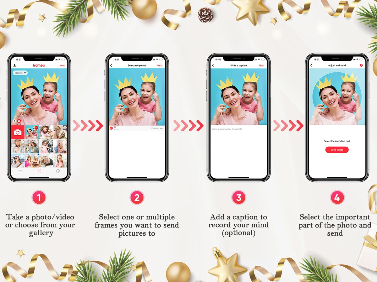 Share Instantly Photos with Grandma，10.1 Inch Smart WiFi Digital Photo Frame 32G FRAMEO  LCD Touch Screen Auto-Rotate
