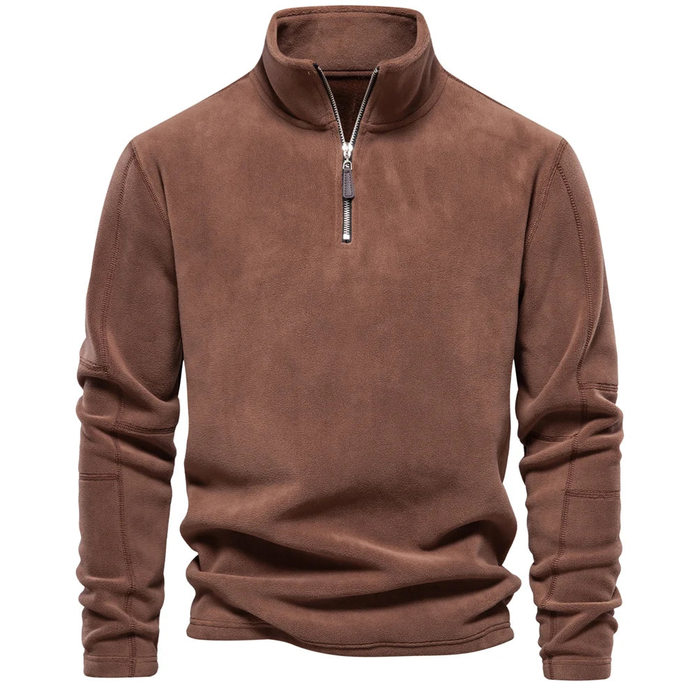 AIOPESON Brand Quality Thicken Warm Fleece Jacket for Men Zipper Neck Pullover Sweatshirt