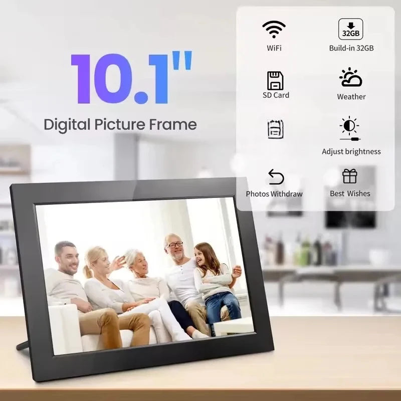 Share Instantly Photos with Grandma，10.1 Inch Smart WiFi Digital Photo Frame 32G FRAMEO  LCD Touch Screen Auto-Rotate