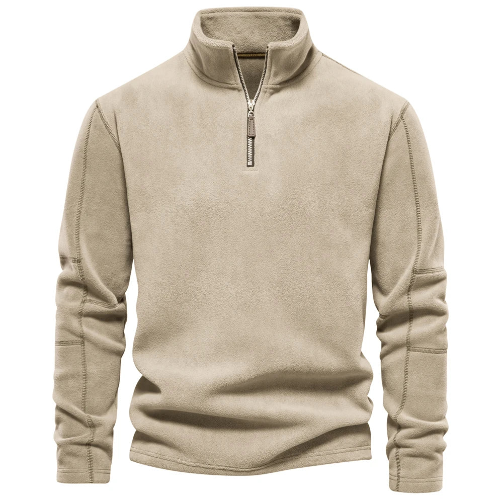 AIOPESON Brand Quality Thicken Warm Fleece Jacket for Men Zipper Neck Pullover Sweatshirt