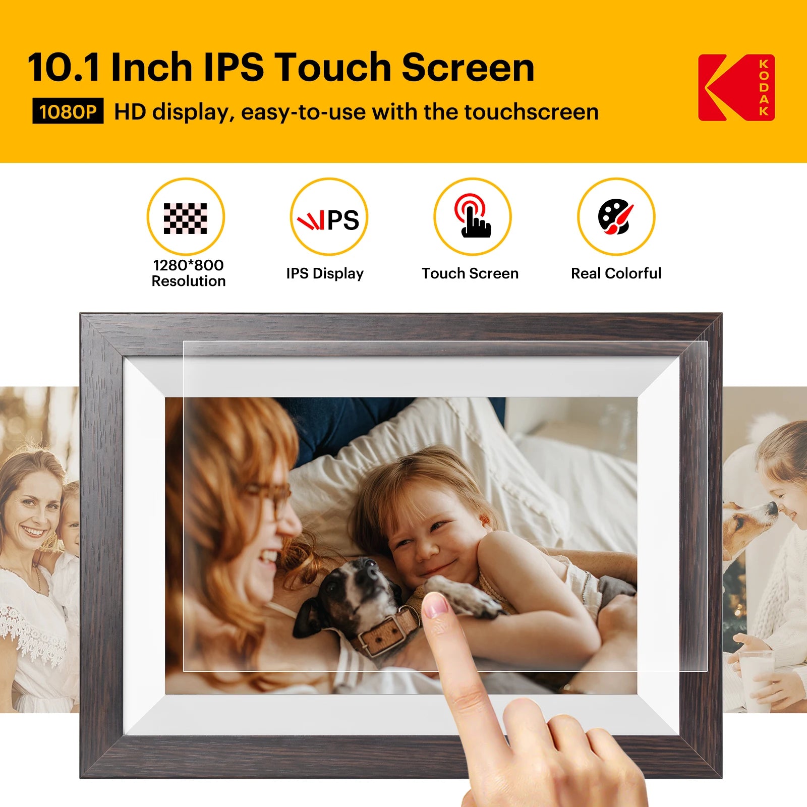 【1 Year Warranty】 Kodak 10 Inch Digital Picture Frame, 800*1280 HD Touch Screen with 32G Memory,Full Function Electronic Album
