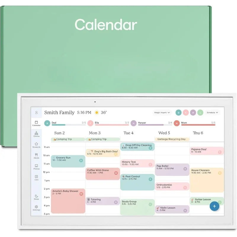 15-inch Digital Calendar & Chore Chart, Smart Touchscreen Interactive Display for Family Schedule