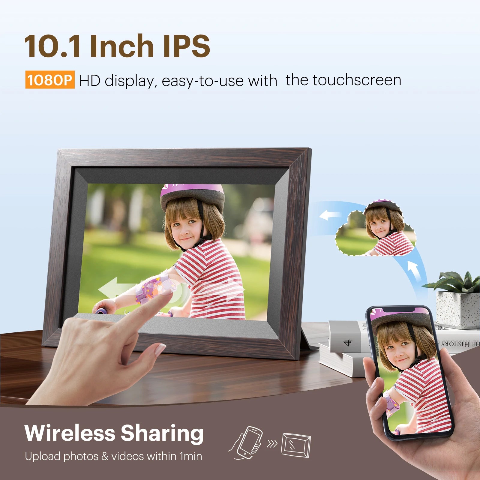 【1 Year Warranty】 Kodak 10 Inch Digital Picture Frame, 800*1280 HD Touch Screen with 32G Memory,Full Function Electronic Album