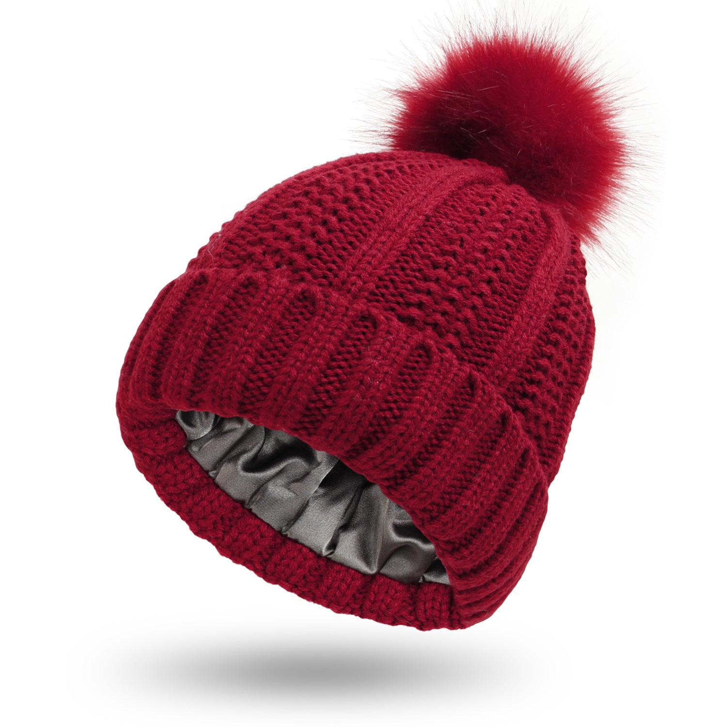 Fashionable Stretchy Satin-Lined Knit Beanie – Cozy & Stylish Winter Hat