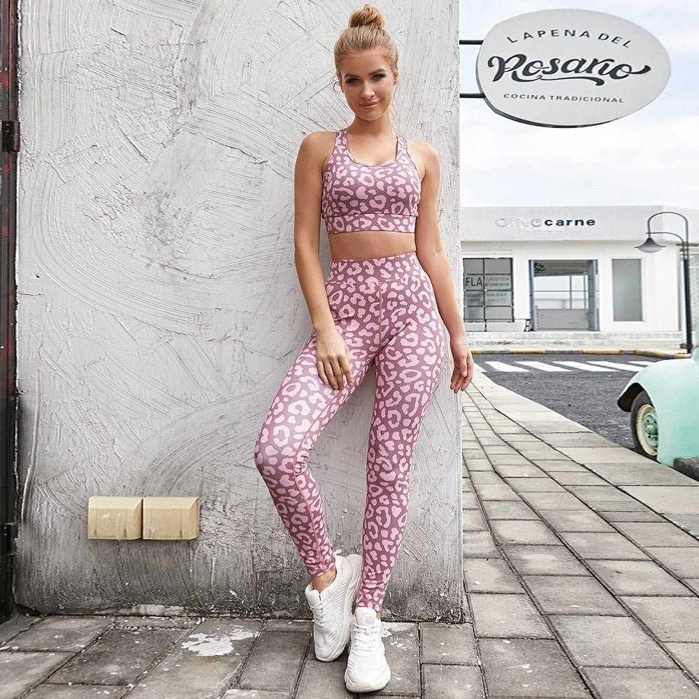 Women's Leopard Print Workout Set – Sports Leggings & Top Yoga Suit