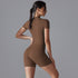 Women's Summer Zipper Short-Sleeved Sports Bodysuit – Yoga & Fitness Jumpsuit
