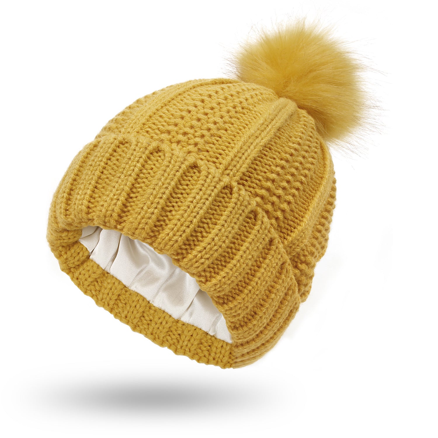 Fashionable Stretchy Satin-Lined Knit Beanie – Cozy & Stylish Winter Hat