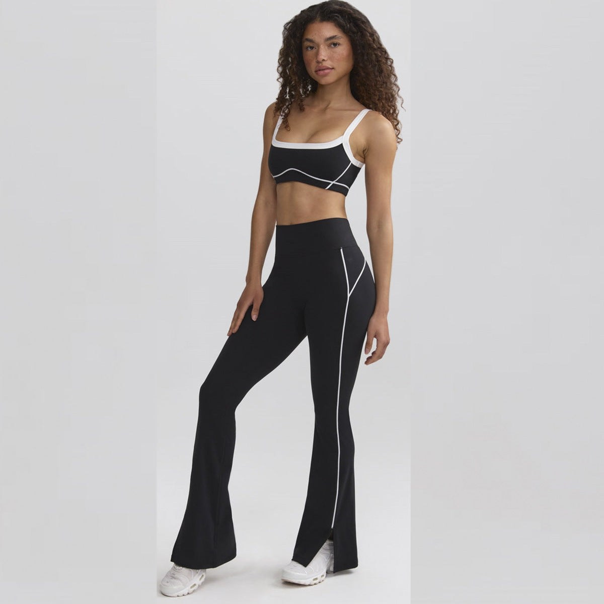 Nude Feel High Elastic Sports Contrast Color Yoga Suit