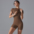 Women's Summer Zipper Short-Sleeved Sports Bodysuit – Yoga & Fitness Jumpsuit