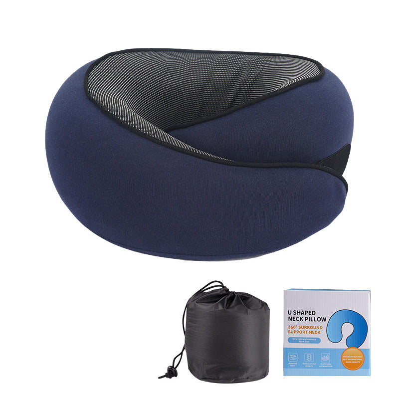 Memory Foam Travel Neck Pillow with Eye Mask – Compact Comfort for Airplanes & Cars