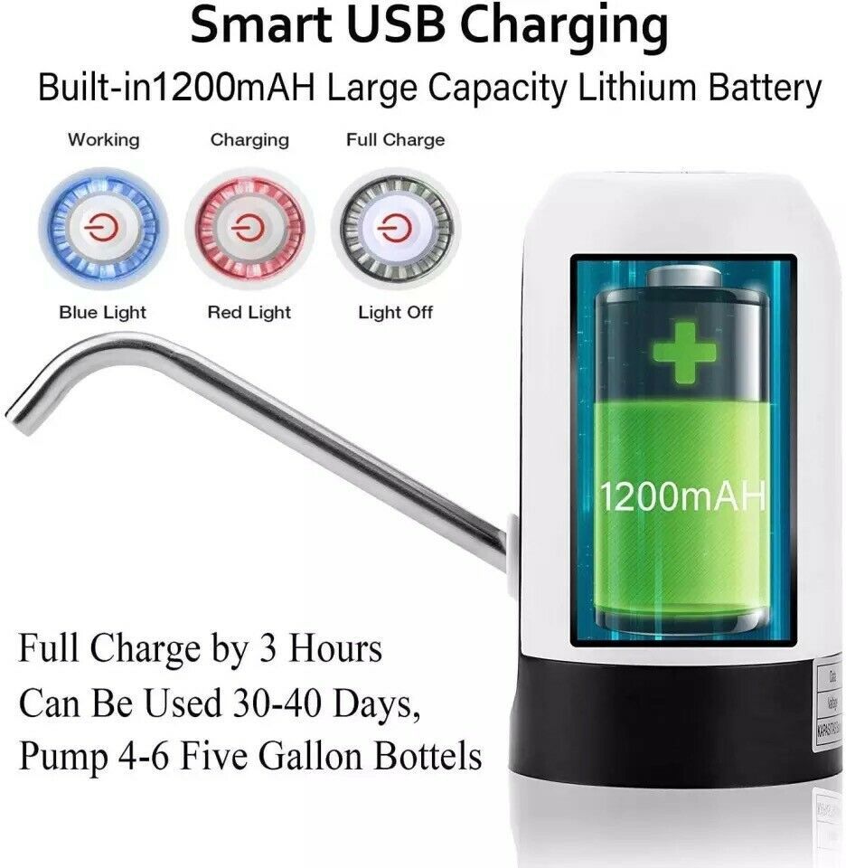 USB Rechargeable Automatic Water Dispenser – 5-Gallon Bottle Pump