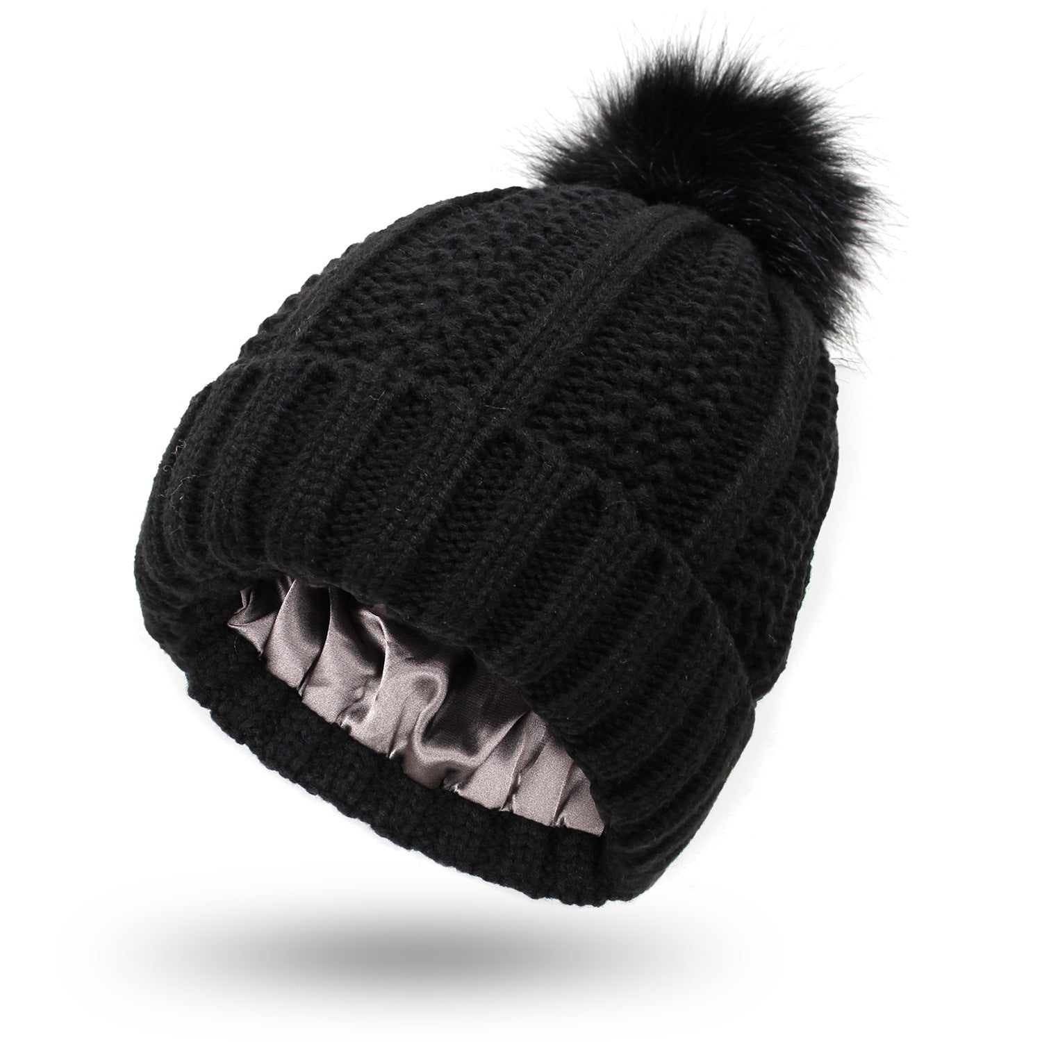 Fashionable Stretchy Satin-Lined Knit Beanie – Cozy & Stylish Winter Hat