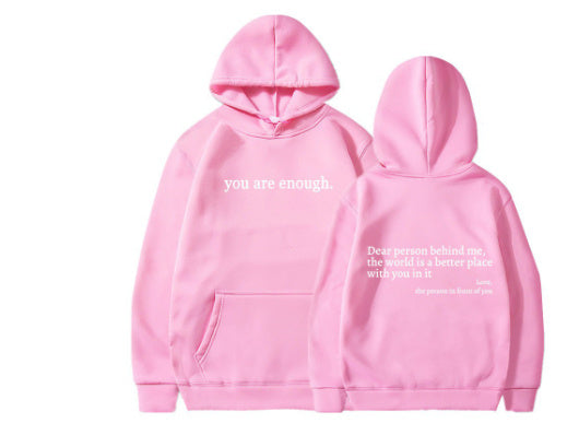 Women's Plush Letter Printed Hoodie – Trendy Unisex Pullover