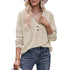 Women's Hooded V-Neck Drawstring Pullover Sweatshirt