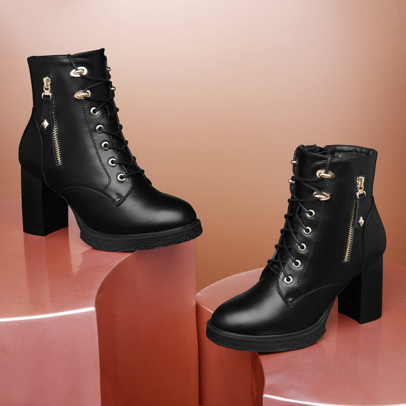 British Style Autumn And Winter Single Boots High Heels for Women