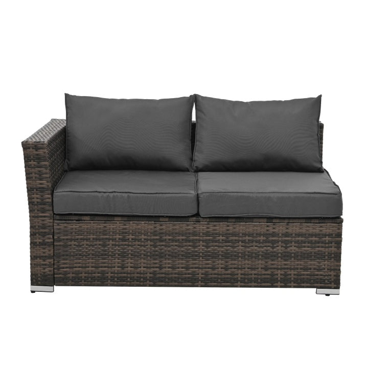 4-Piece PE Wicker Outdoor Patio Furniture Set with Tempered Glass & Coffee Table