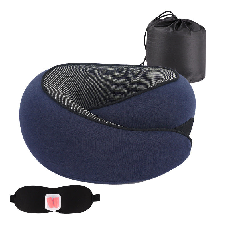 Memory Foam Travel Neck Pillow with Eye Mask – Compact Comfort for Airplanes & Cars