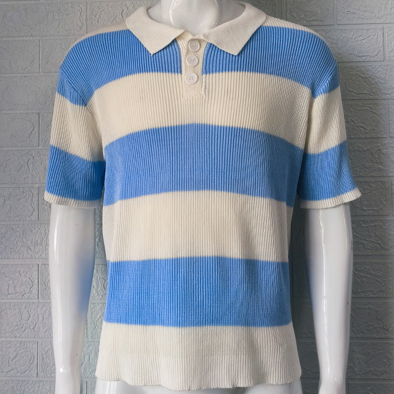 Men's Summer Fashion Lapel Sweater – Short Sleeve Slim Fit