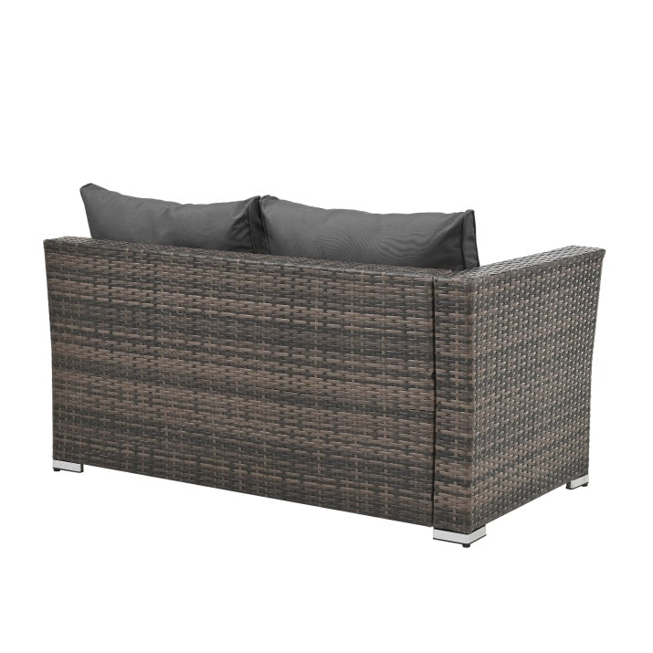 4-Piece PE Wicker Outdoor Patio Furniture Set with Tempered Glass & Coffee Table