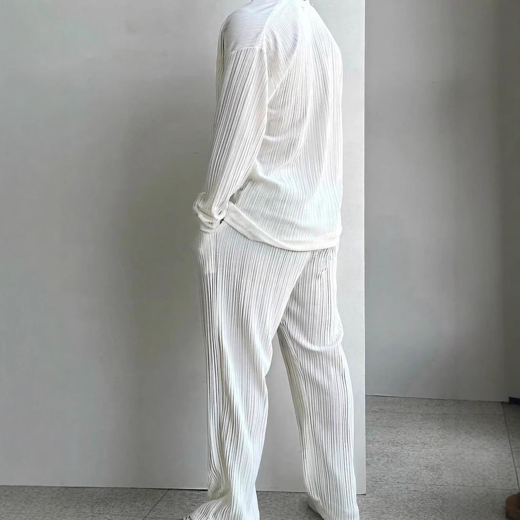 Men's Casual Button Shirt & Long Sleeve Trousers Suit
