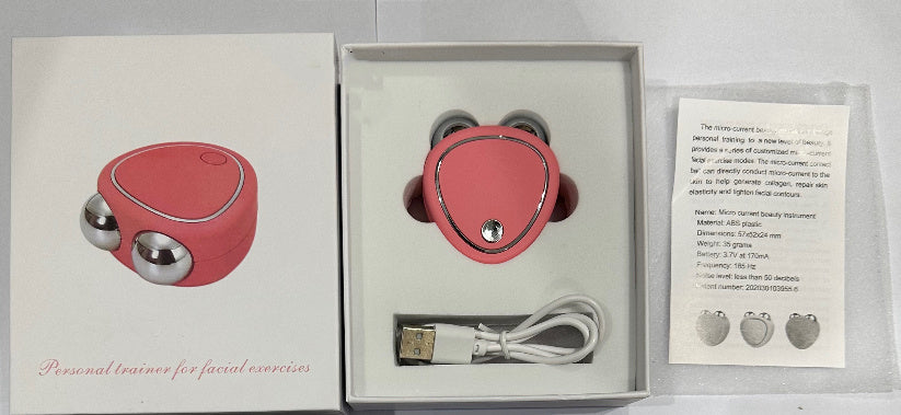 Portable Facial Micro-Current Beauty Instrument with Double Roller Massager
