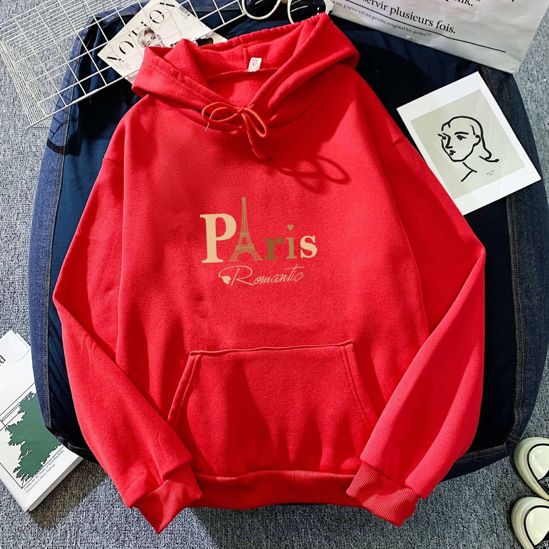 Letter Printed Hoodie – Unisex Couple’s Pullover